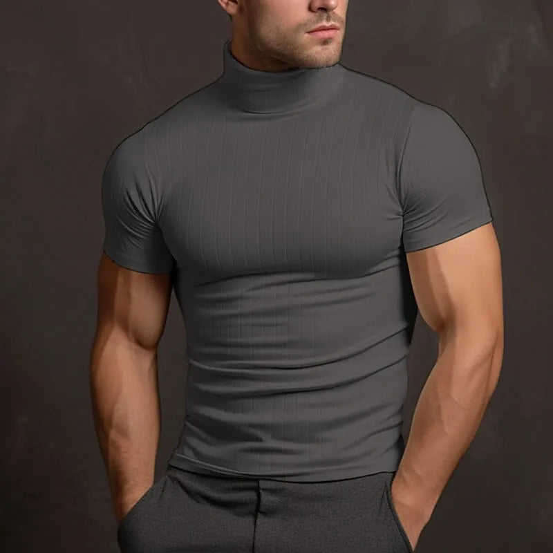 Jasper | T-Shirt in Einfarbig mit Rollkragen