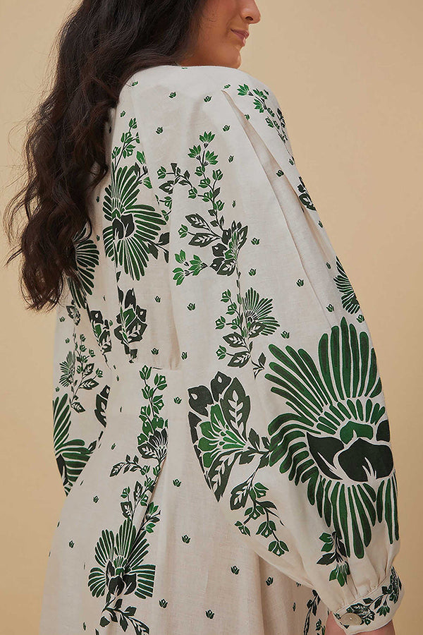 Anneliese | Einzigartiger Druck Langärmeliges Maxikleid