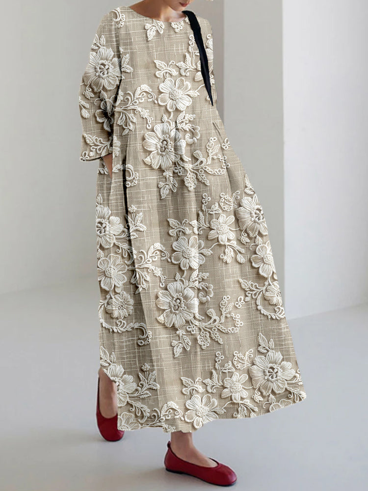 Sophia | Maxikleid Sommer mit Blumendruck und 3/4 Ärmeln für Damen