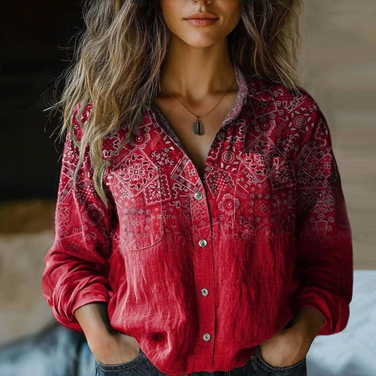 Fiona | Damenbluse mit Ethno-Print – Vintage-Stil 5