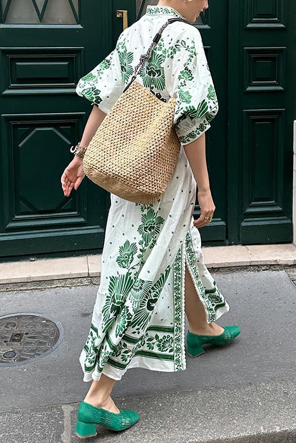 Anneliese | Einzigartiger Druck Langärmeliges Maxikleid