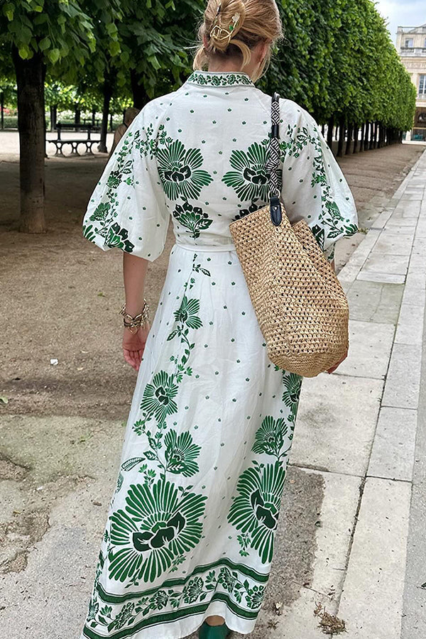 Anneliese | Einzigartiger Druck Langärmeliges Maxikleid