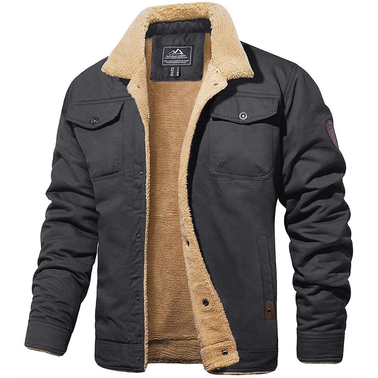 Groene jacket bomber met wollen binnenkant en kraag