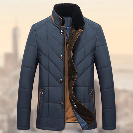 Graue Vorderjacke mit Kragen und Reißverschluss für Herren