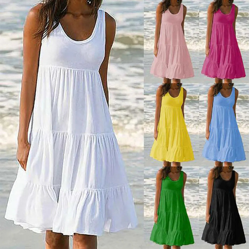 Jocoo | Damenkleid Boho Mini Kleid mit Rüschen für Sommerlook-1