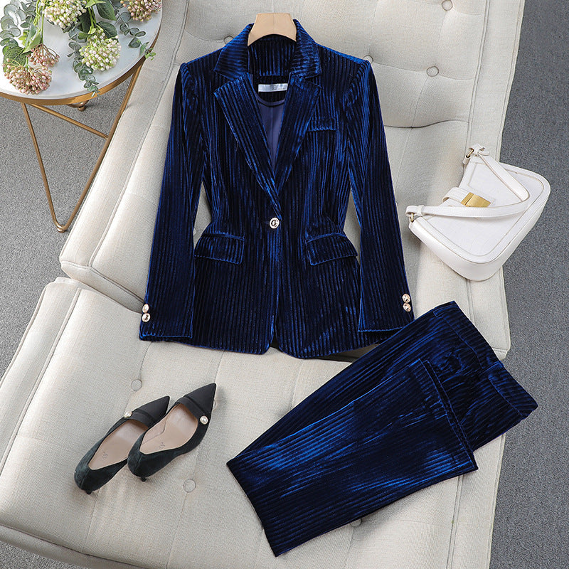 Olivia | Maßgeschneiderter strukturierter Blazer -Hose -Anzug Set