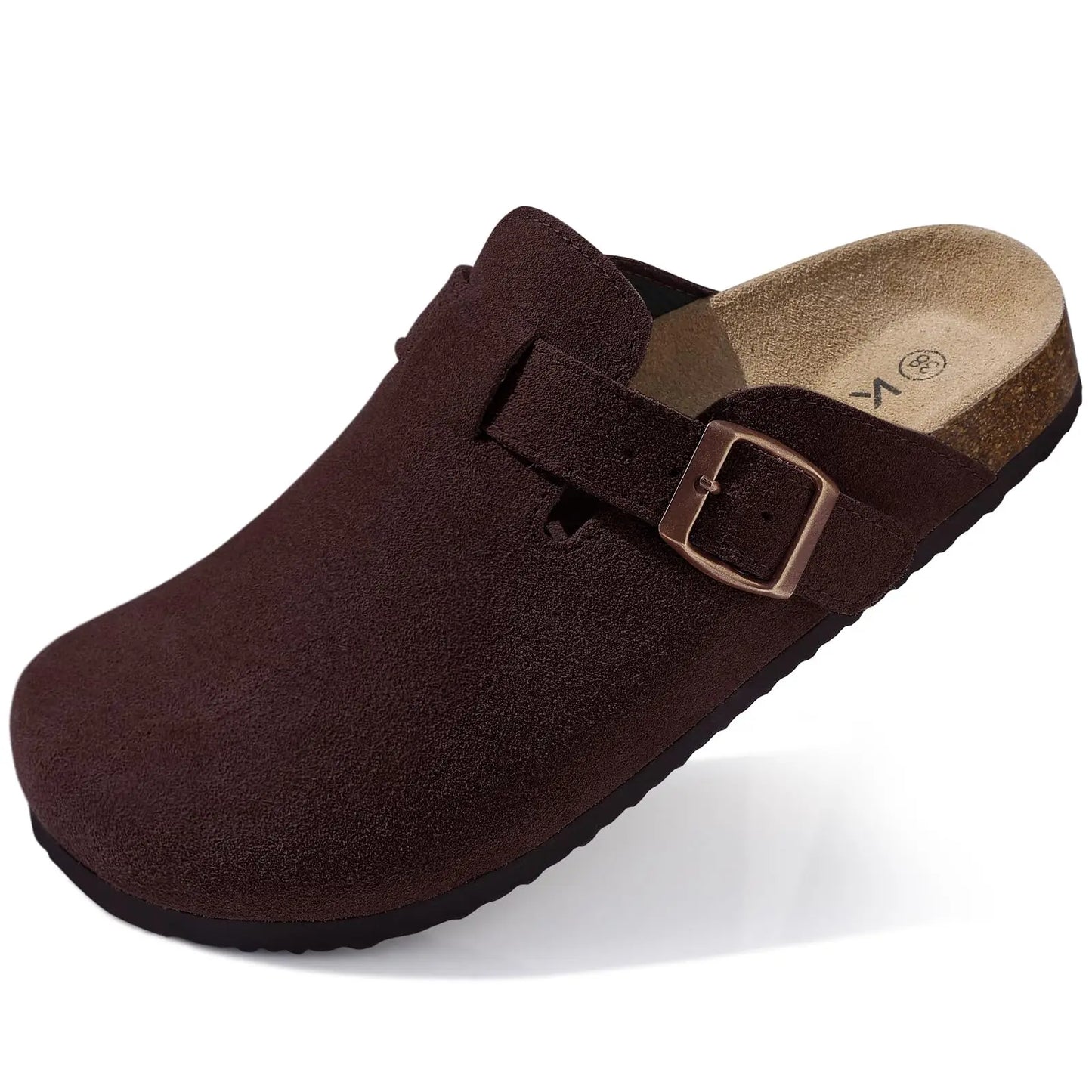 Kidmi | Clogs Schuhe für Frauen und Männer aus Wildleder mit Kork-Fußbett