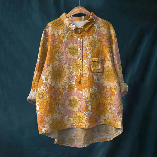 Meja | Damenhemd Langarm Blumenmuster-6