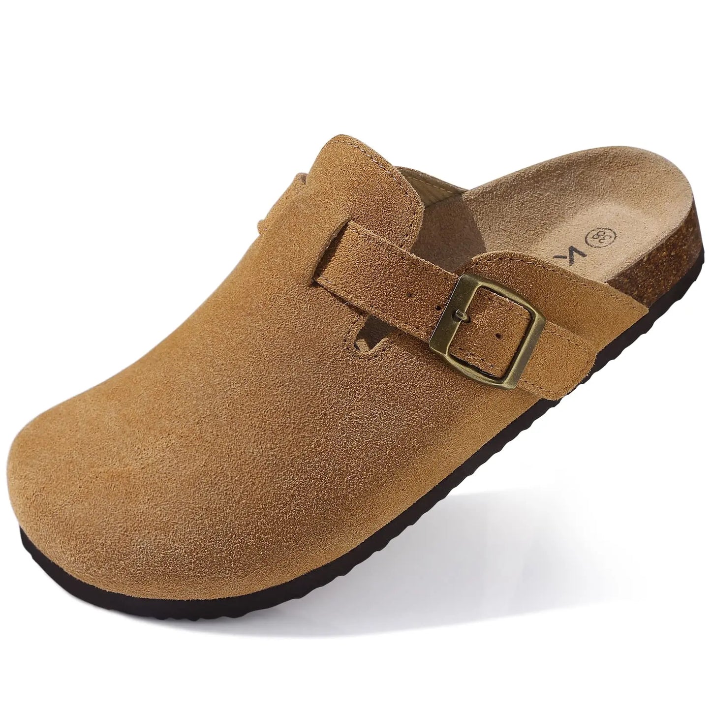 Kidmi | Clogs Schuhe für Frauen und Männer aus Wildleder mit Kork-Fußbett