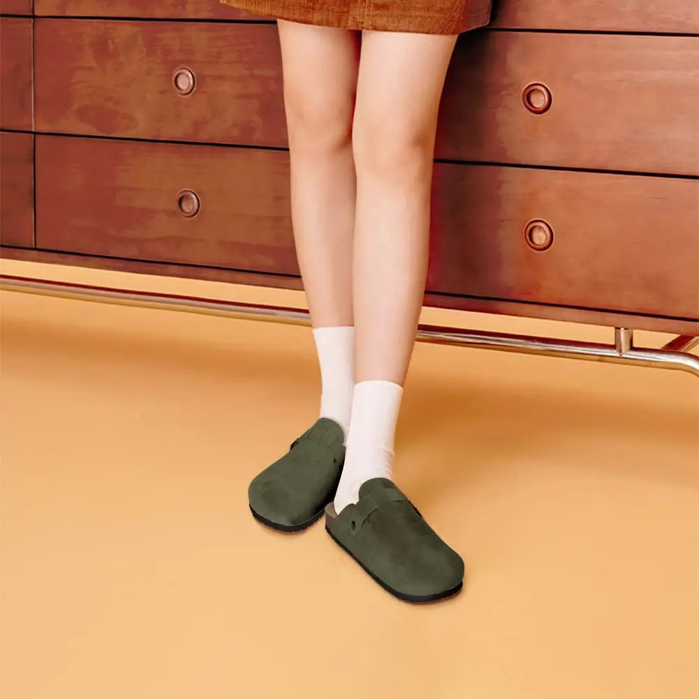 Kidmi | Clogs Schuhe für Frauen und Männer aus Wildleder mit Kork-Fußbett