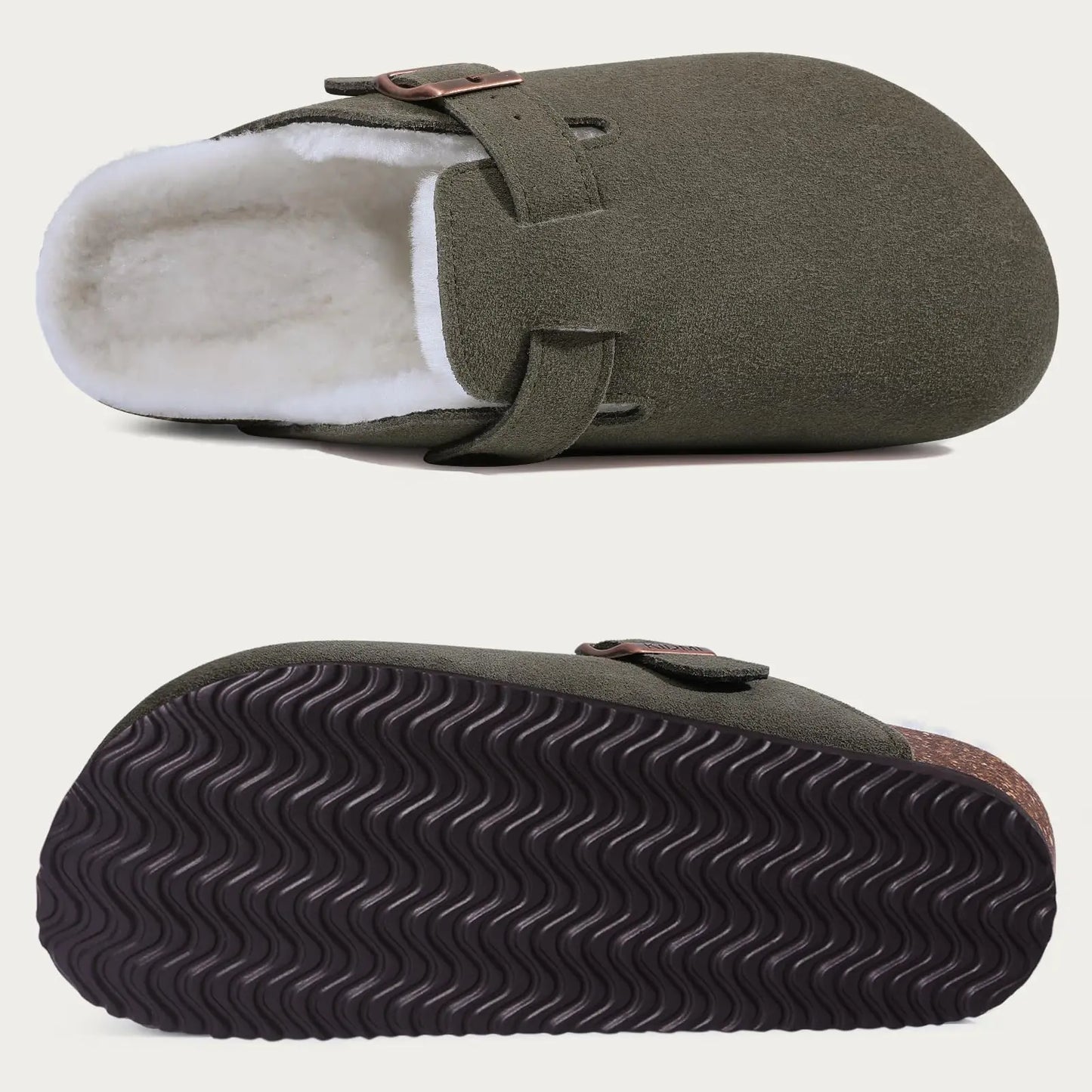Kidmi | Clogs Schuhe für Frauen und Männer aus Wildleder mit Kork-Fußbett