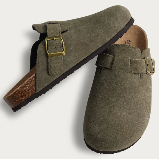 Kidmi | Clogs Schuhe für Frauen und Männer aus Wildleder mit Kork-Fußbett-1