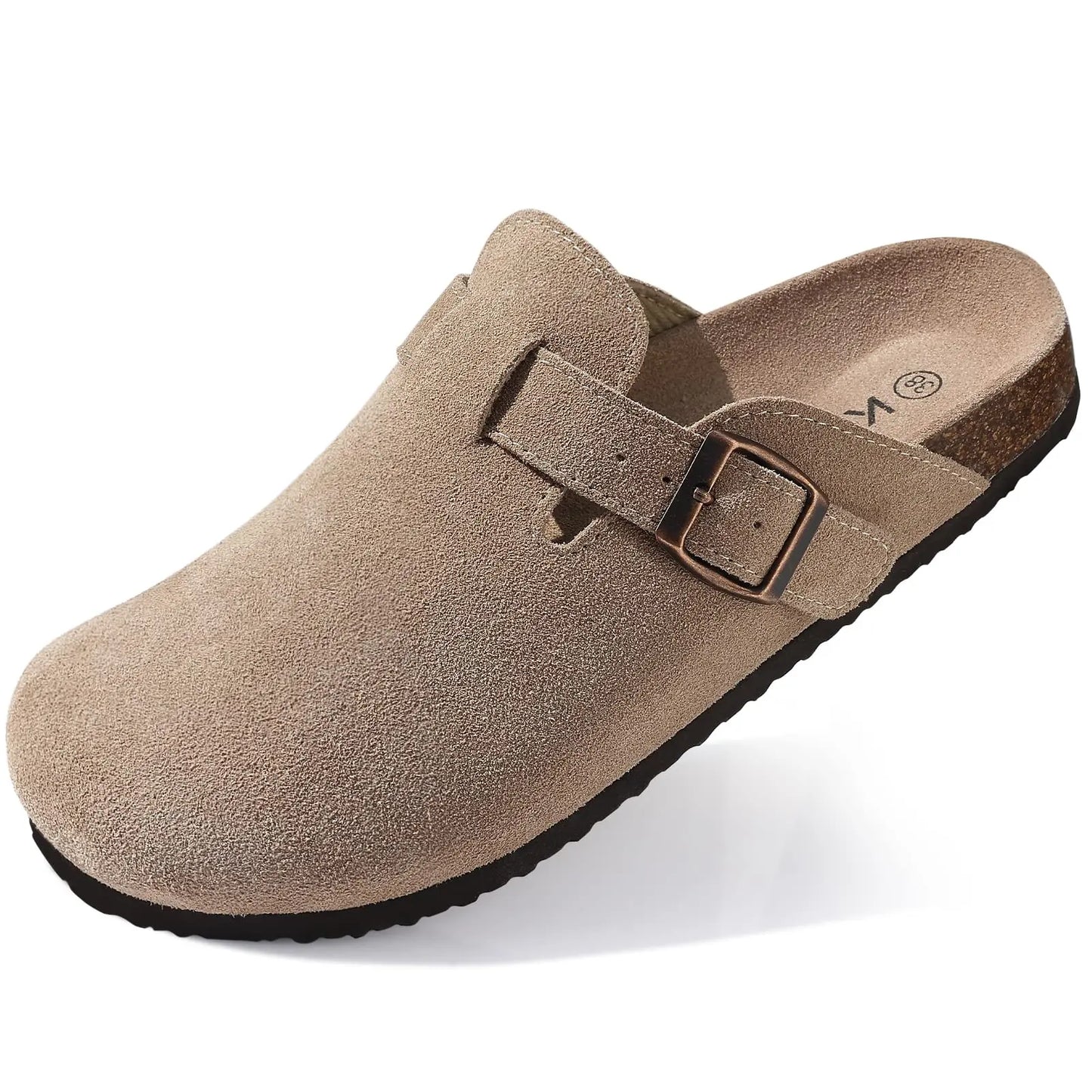 Kidmi | Clogs Schuhe für Frauen und Männer aus Wildleder mit Kork-Fußbett