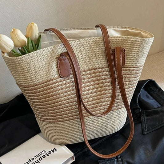 Strohbag | Umhängetasche Damen - Modische Crossbody Bag für Sommerausflüge-1
