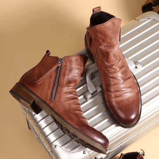 Stephan | Chelsea Stiefel Braun aus Leder für Herren