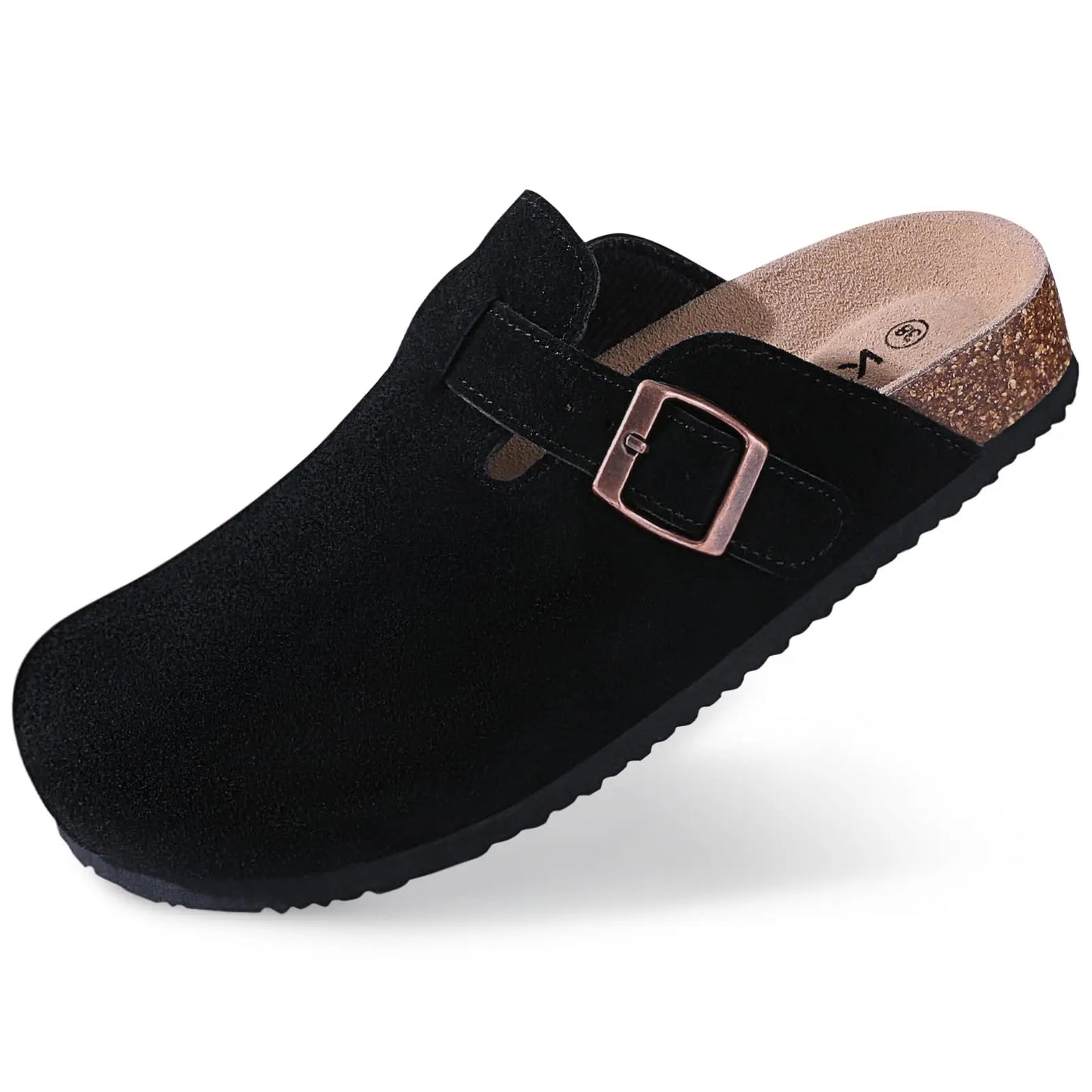 Kidmi | Clogs Schuhe für Frauen und Männer aus Wildleder mit Kork-Fußbett