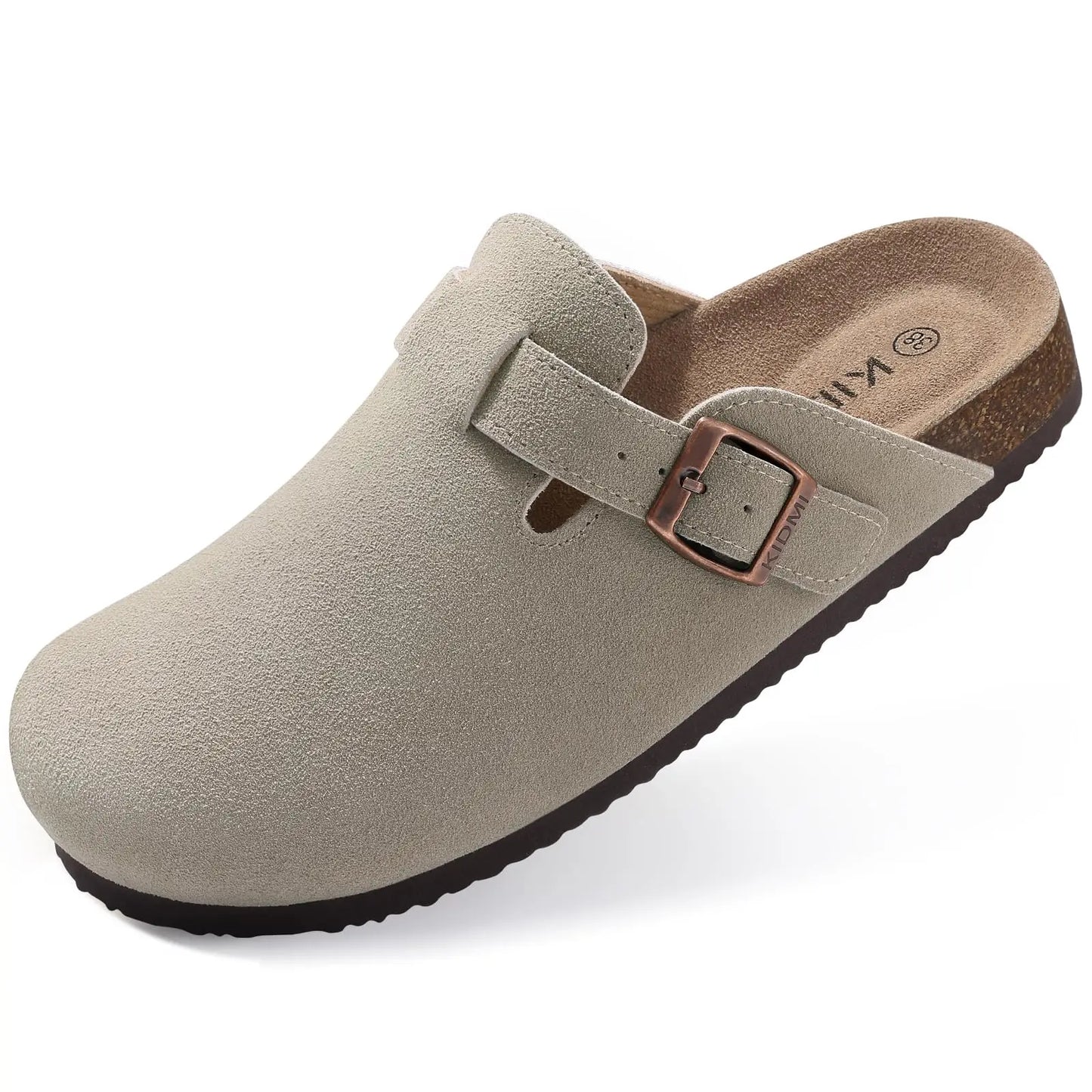Kidmi | Clogs Schuhe für Frauen und Männer aus Wildleder mit Kork-Fußbett