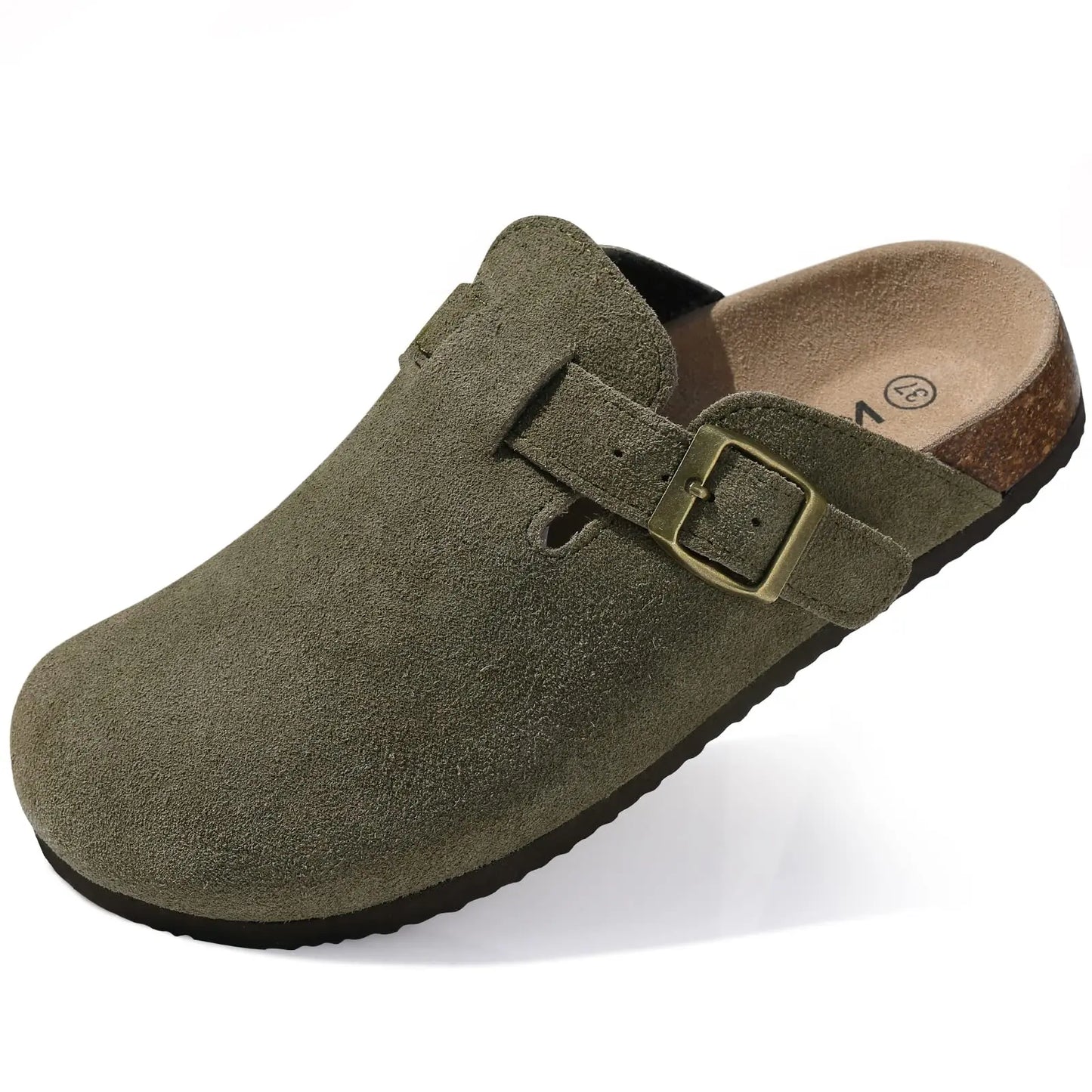 Kidmi | Clogs Schuhe für Frauen und Männer aus Wildleder mit Kork-Fußbett