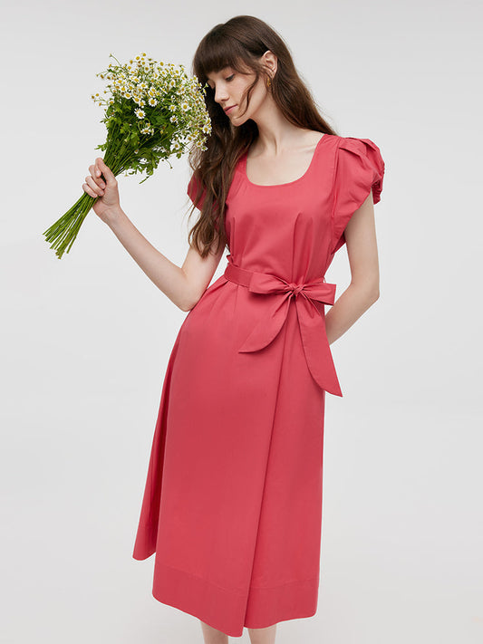 Zara | Rundes Neck Midi Kleid