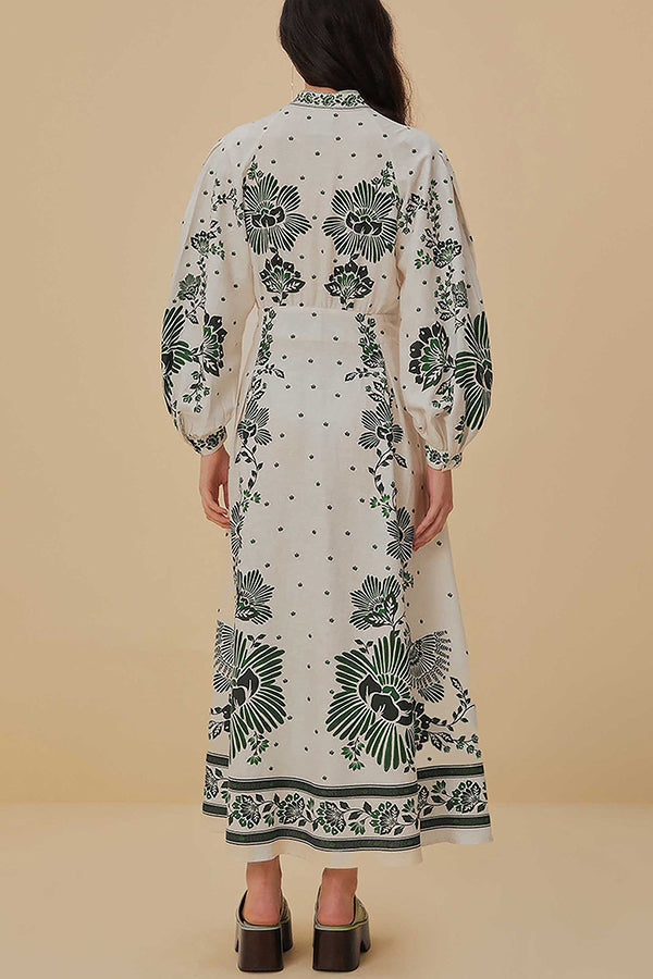 Anneliese | Einzigartiger Druck Langärmeliges Maxikleid