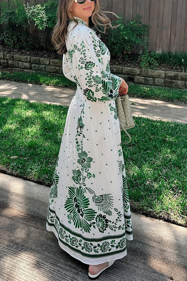 Anneliese | Einzigartiger Druck Langärmeliges Maxikleid