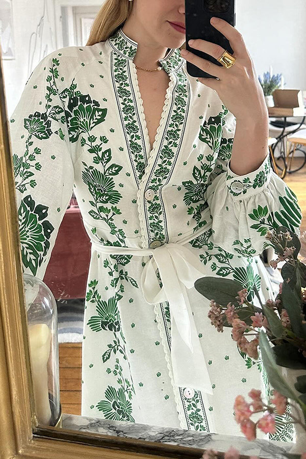 Anneliese | Einzigartiger Druck Langärmeliges Maxikleid