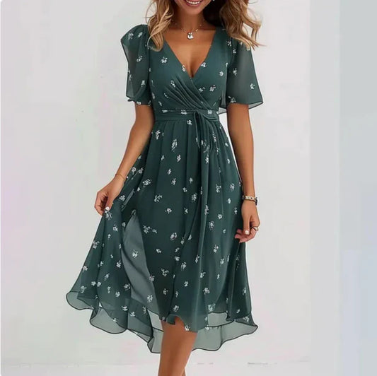 Vicky | Wickelkleid Midi Damen mit V-Ausschnitt für Sommer und Festlichkeiten 4