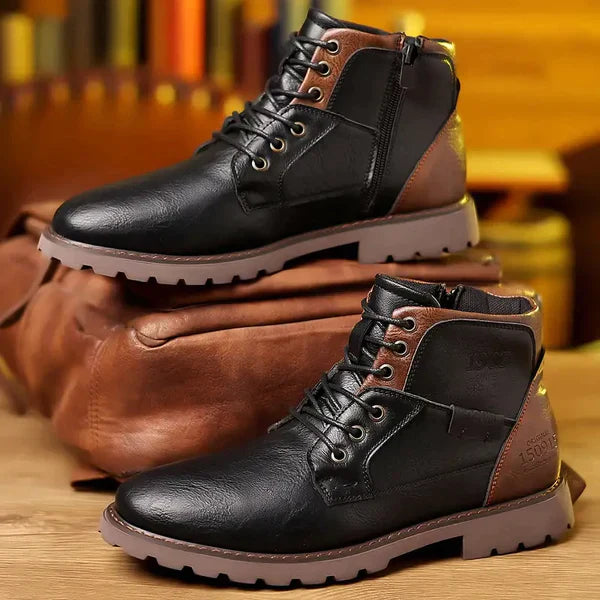 Thomas | Schnürstiefel Schwarz aus Leder mit Verstärkter Sohle