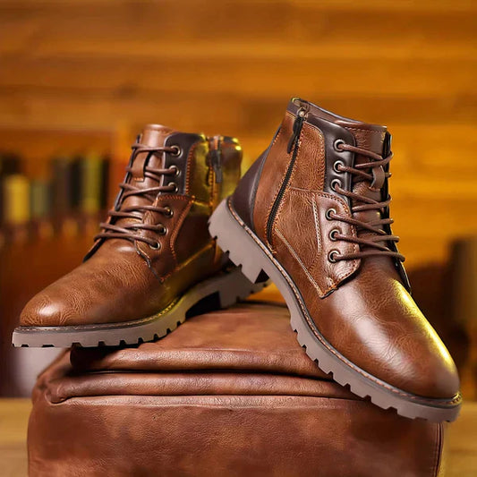 Thomas | Schnürstiefel Schwarz aus Leder mit Verstärkter Sohle