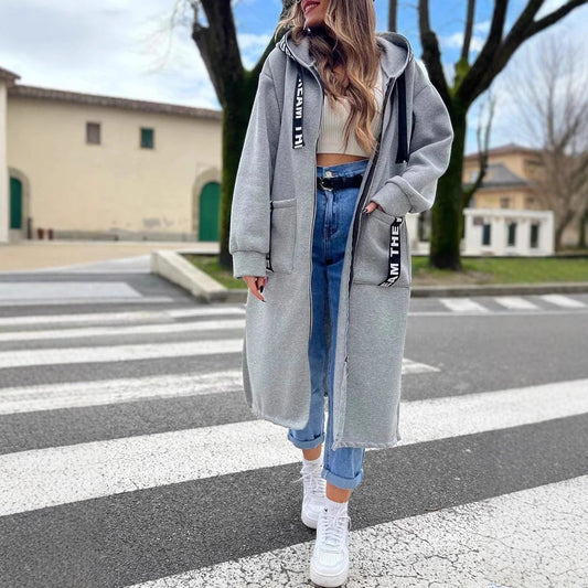 Franziska | Langes Sweat mantel mit kapuze